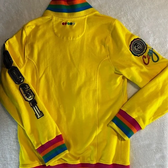 COOGI Girls Yellow Sweatshirt Fitted Zip Hoodie Striped Accents Size 12-14 - Picture 12 of 14